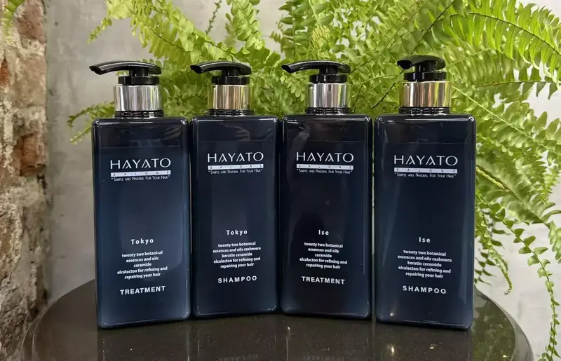 Hayato Tokyo and Ise shampoo and treatment bottles